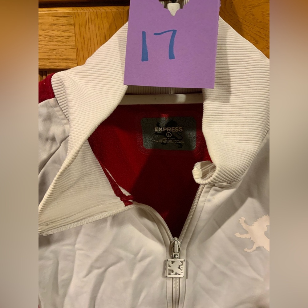 Express White and Red Zip-Up Jacket - Picture 2 of 3